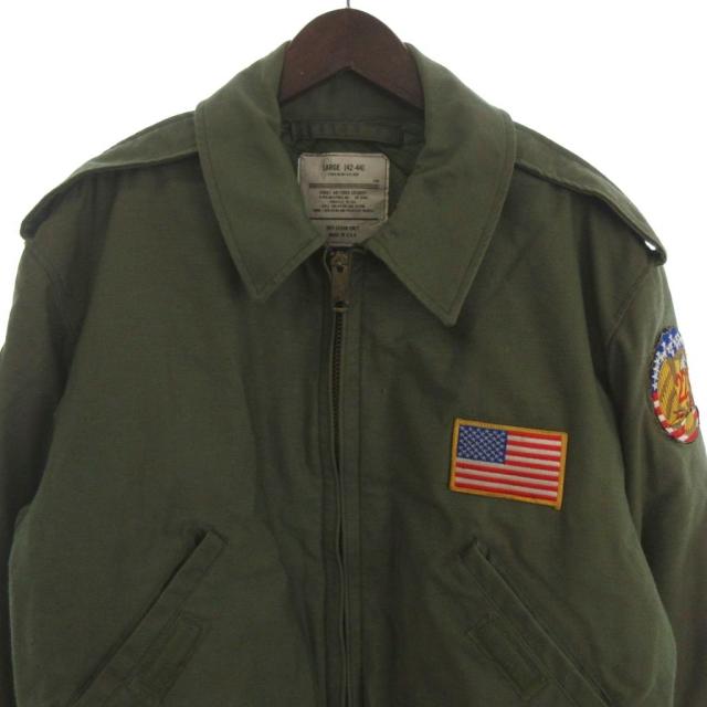 【中古】アルファ ALPHA AIR FORCE SECURITY フライトジャケット ブルゾン カーキ L メンズ_2
