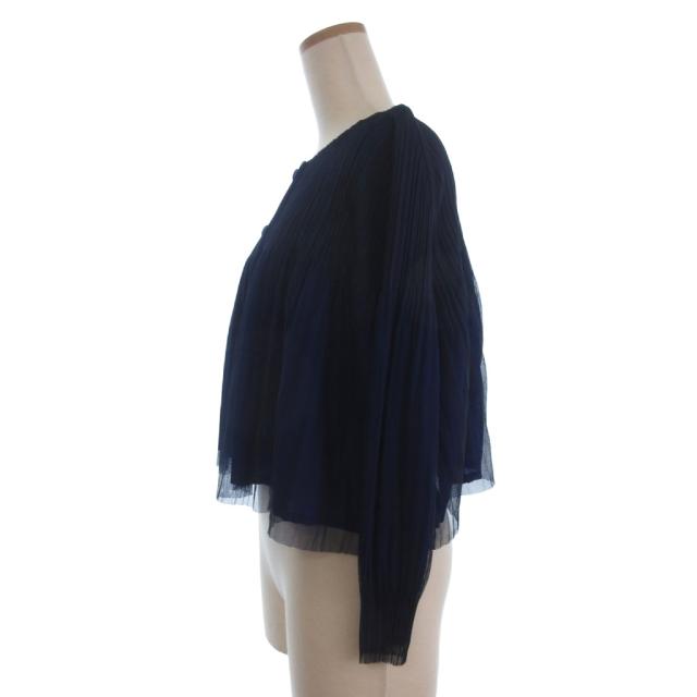 【中古】プリーツプリーズ PLEATS PLEASE イッセイミヤケ ブラウス 長袖 シャツ ネイビー系 3 レディース