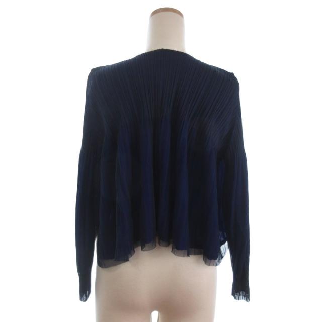 【中古】プリーツプリーズ PLEATS PLEASE イッセイミヤケ ブラウス 長袖 シャツ ネイビー系 3 レディース