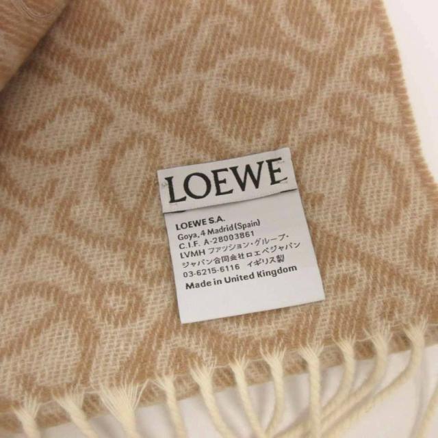 【中古】ロエベ LOEWE マフラー ストール アナグラム F811SS1X01 フリンジ カシミヤ混 ベージュ系 レディース_3