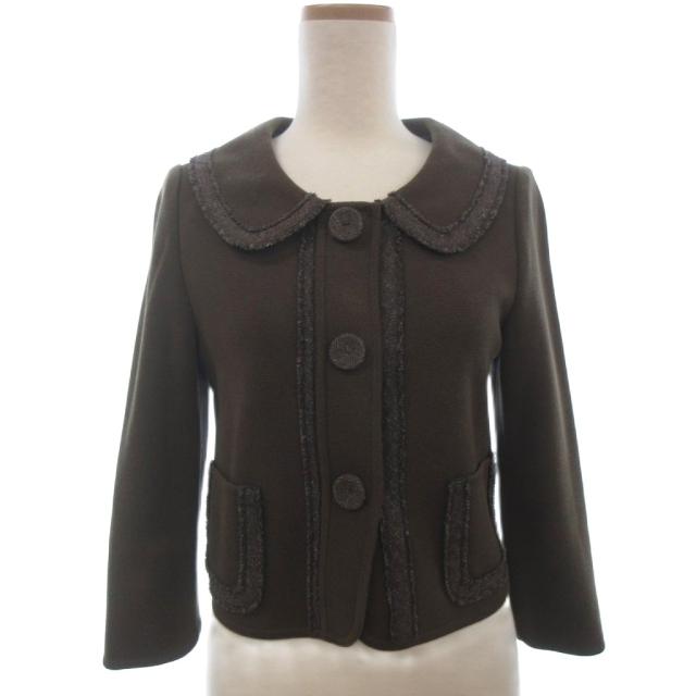 【中古】フォクシー FOXEY 23540 ニット ジャケット カーディガン 襟付き ブラウン系 40 レディース