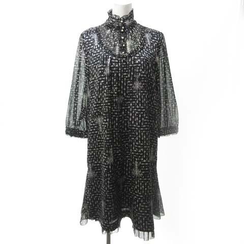 中古 インゲボルグ Ingeborg ワンピース 膝下丈 長袖 フリル シフォン 総柄 メルローズ 黒 ブラック 11 09の通販はau Pay マーケット ブランド古着のベクトル