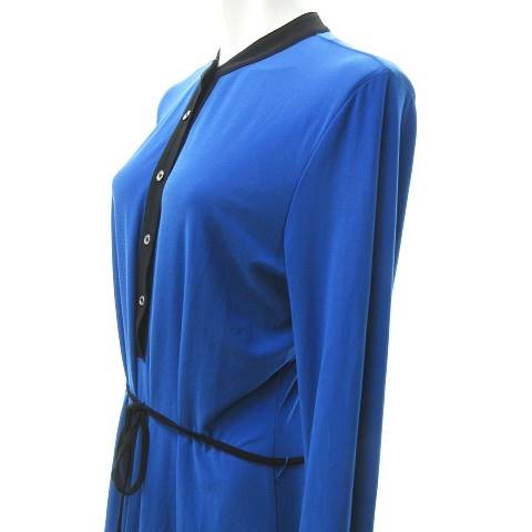 中古 カルバンクライン calvin klein 美品 シャツワンピース ロング ドレス 紐ベルト バイカラー 青黒 s nvw au pay マーケット