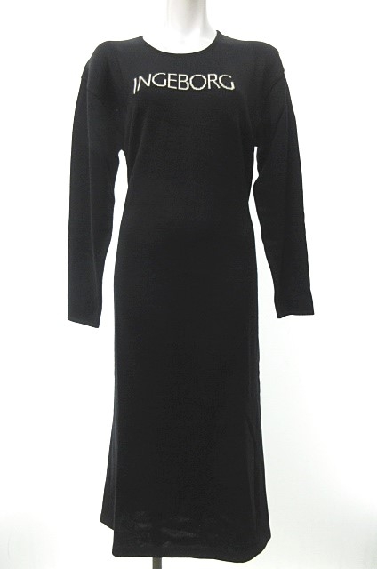 中古 インゲボルグ Ingeborg ワンピース ロング 長袖 ニット ロゴ リボン ウール 黒 白 0925 Nst レディースの通販はau Pay マーケット ブランド古着のベクトル