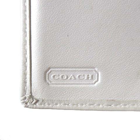 中古】コーチ COACH 財布 三つ折り ミニシグネチャー バックル 茶 白