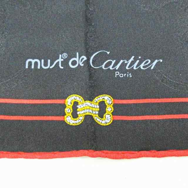 中古】カルティエ Cartier must de 美品 大判スカーフ シルク