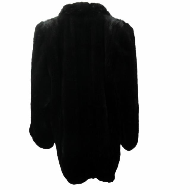 10】美品▽ブラックグラマ ミンク デザイン毛皮コート 毛艶やか◎ 裏地