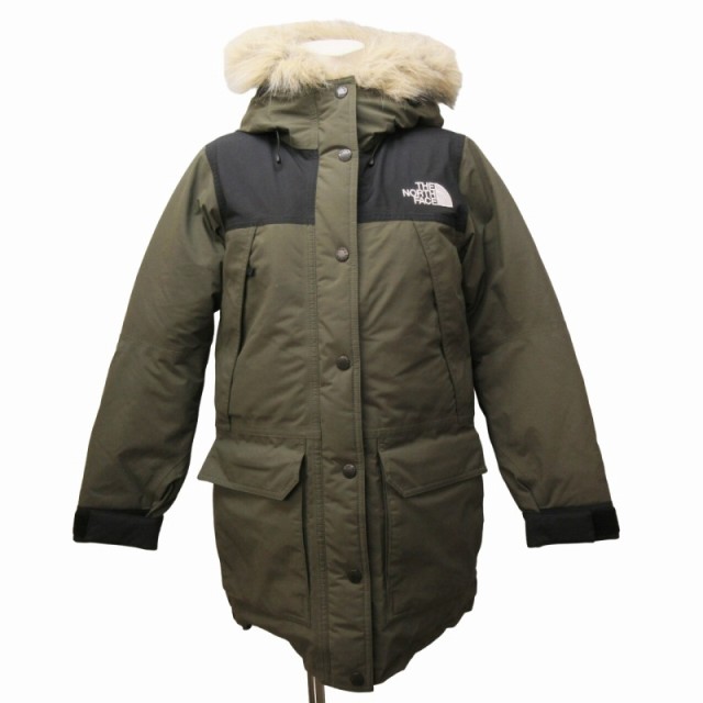 【中古】ザノースフェイス THE NORTH FACE マウンテンダウンコート Mountain Down Coat ロゴ NDW92237 カーキ M