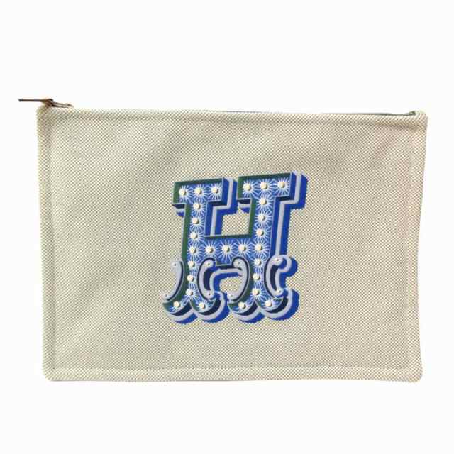 【中古】未使用品 エルメス HERMES Hティサージュ エレクトリック ポーチ 小物入れ クラッチバッグ Hロゴ 刺繍