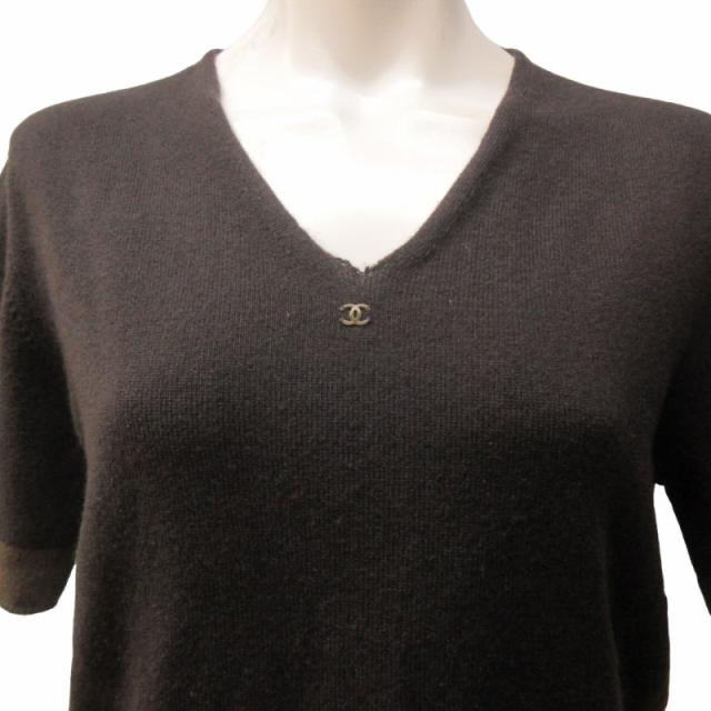 中古】シャネル CHANEL カシミヤ ニット セーター ワンポイント ココ