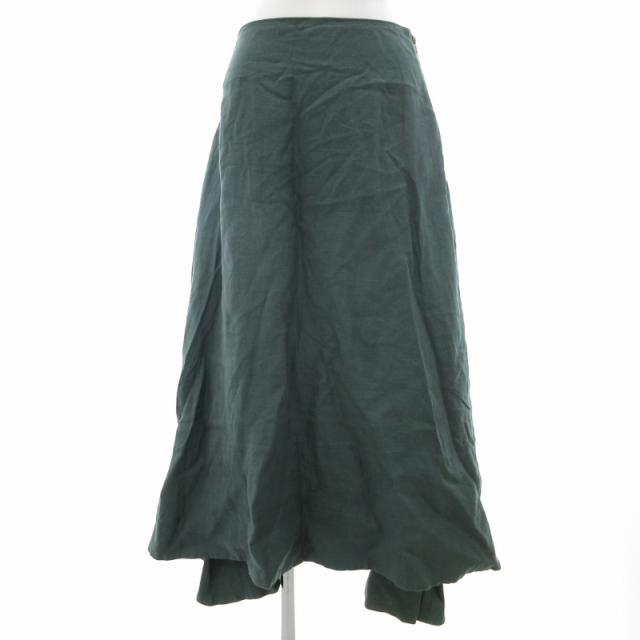 【中古】マディソンブルー MADISONBLUE フレアロングスカート リネン 麻 0 XS 緑 グリーン /BL 0920 IBO55の通販は