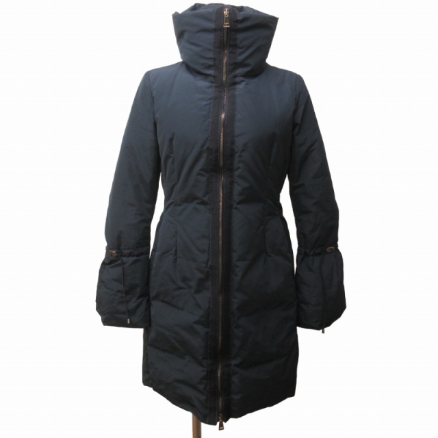 【中古】モンクレール MONCLER 17AW ALNUS ロング ダウンコート ジャケット スタンドカラー ダブルジップ 紺 0