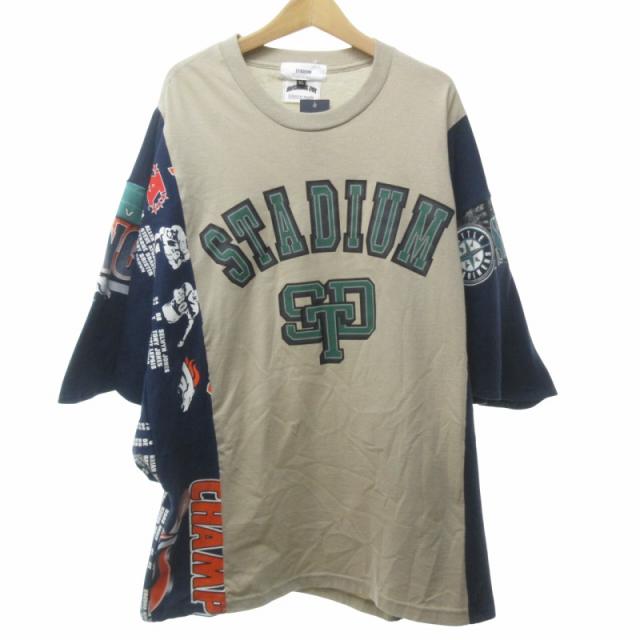 【中古】未使用品 タグ付き オーサムボーイ × イチリュウ リメイク Tシャツ STADIUM プリント ベージュ XL STKの通販は 7,800円