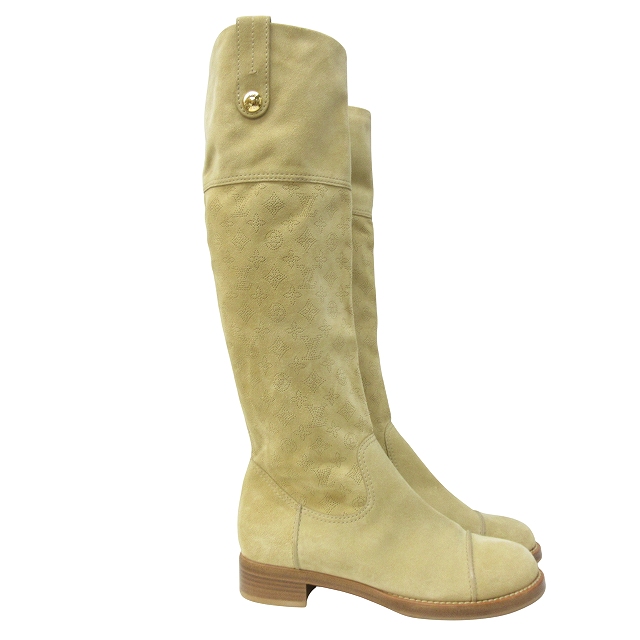 【中古】ルイヴィトン LOUIS VUITTON ムートン ロングブーツ モノグラムロゴ パンチングレザー 37 約23.5cm IBO59の通販は