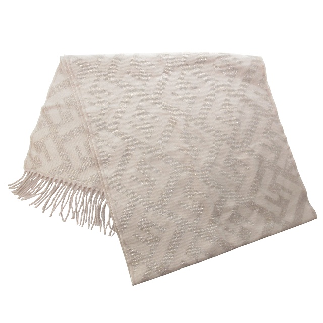 【中古】フェンディ FENDI 美品 ズッカ柄 カシミヤマフラー ストール ショール 大判 FFロゴ ピンク FXT260 IBO59の通販は