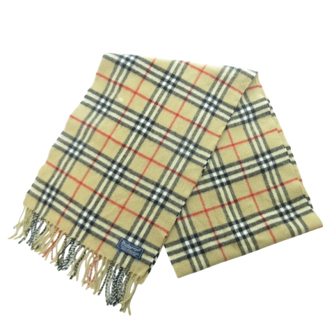 【中古】バーバリーズ Burberrys ラムウール マフラー ストール 英国製 フリンジ ノバチェック ベージュ IBO59の通販は 7,800円