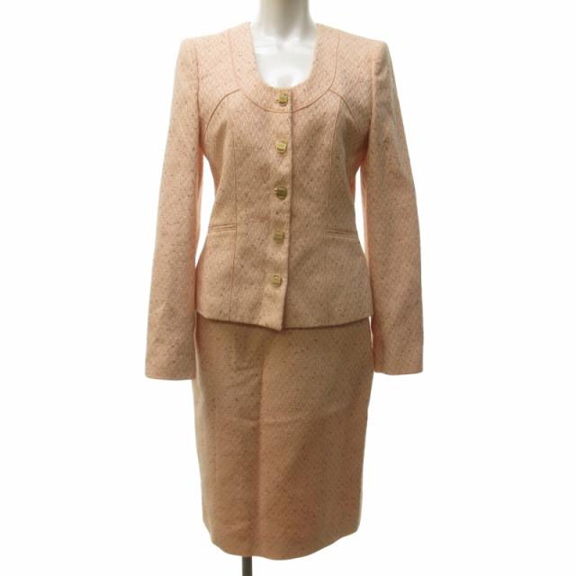 【中古】サルヴァトーレフェラガモ 美品 ツイードセットアップ スカートスーツ ヴァラボタン 上40 下42 約XS-S IBO61の通販は