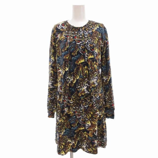 【中古】ケンゾー KIDS アンサンブルニット ワンピース カーディガン アンゴラ混 虎柄 タイガープリント 16A 茶の通販は