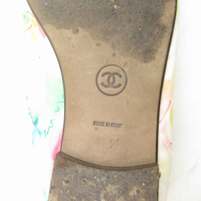 中古】シャネル CHANEL 花柄 バレエシューズ フラットシューズ リボン