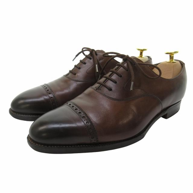 【中古】エドワードグリーン バークレー レザーシューズ ストレートチップ メダリオン 82ラスト ダークオーク 5.5の通販は