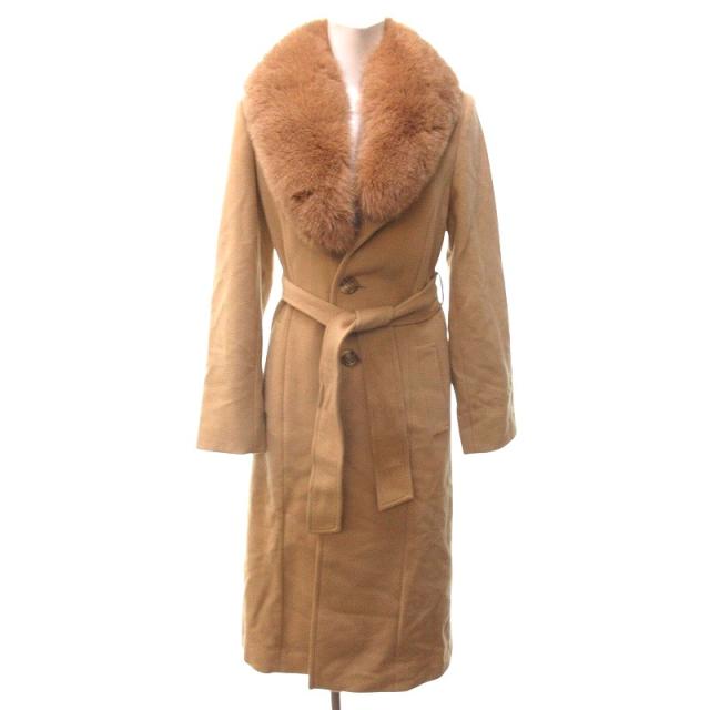 B2001 ピンキー&ダイアン フォックスファー カシミヤ混 ロングコート