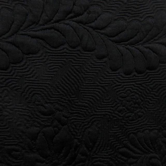 【中古】フェンディ FENDI 美品 ボタニカル柄 エンボス ニットスカート ロング 黒 ブラック 40 約M FZQ622 IBO65_4