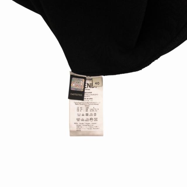 【中古】フェンディ FENDI 美品 ボタニカル柄 エンボス ニットスカート ロング 黒 ブラック 40 約M FZQ622 IBO65_7