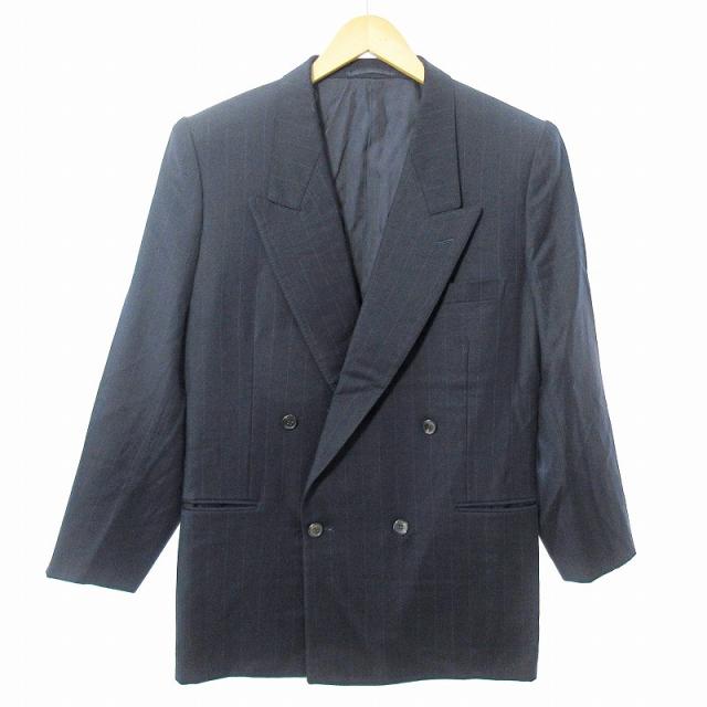 【中古】ルチアーノバルベラ LUCIANO BARBERA 美品 セットアップ ダブル スーツ ストライプ ウール 46 紺 ネイビー その他フォーマルスーツ（礼服）