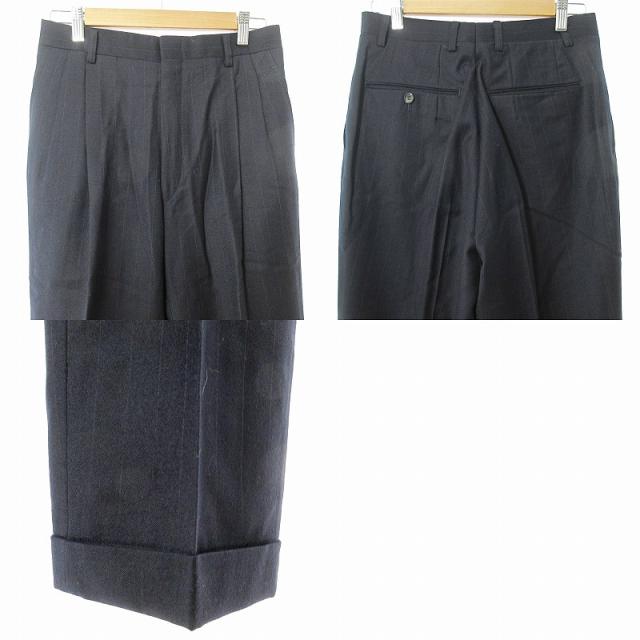 【中古】ルチアーノバルベラ LUCIANO BARBERA 美品 セットアップ ダブル スーツ ストライプ ウール 46 紺 ネイビー その他フォーマルスーツ（礼服）