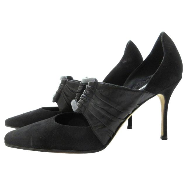 マノロブラニク　MANOLO BLAHNIK (37) パンプス　スウェード　黒 マノロブラニク MANOLO BLAHNIK (37) パンプス スウェード 黒 マノロ