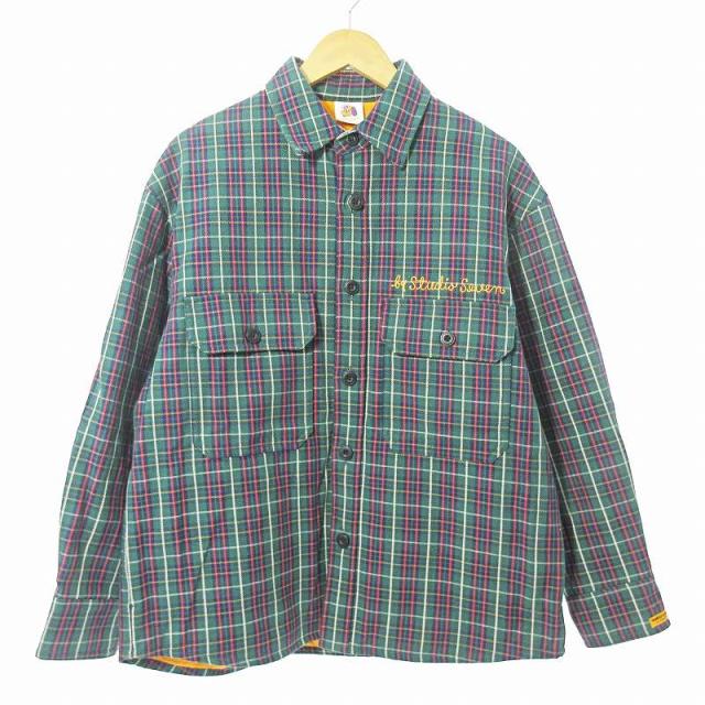 【中古】スタジオセブン STUDIO SEVEN HONEST COLLEGE×GU 美品 チェック柄 中綿 シャツジャケット カバーオール M