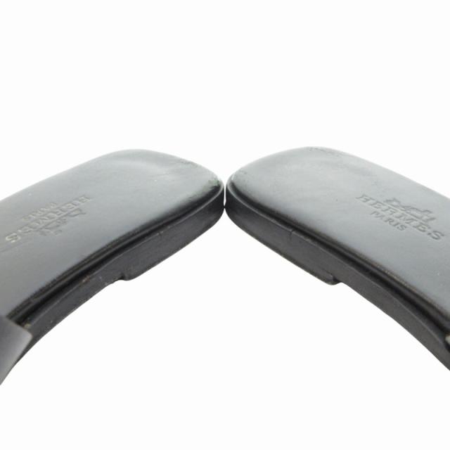 【中古】エルメス HERMES ヴァンセンヌ サンダル ミュール フラットシューズ 馬車金具 カーフレザー 黒 約23〜23.5cm