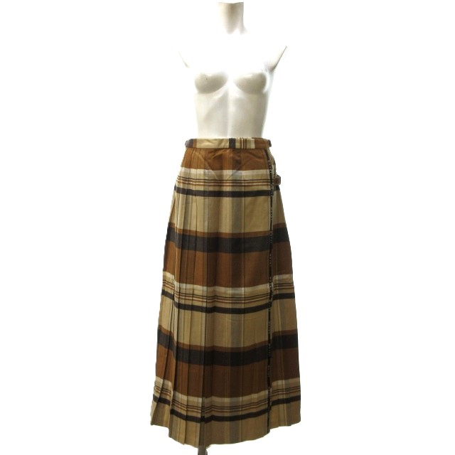 【中古】未使用品 ライト WRYHT タグ付き 21AW TRADITIONAL PLEATED SKIRT ラップスカート ベルテッド 茶 1 約S
