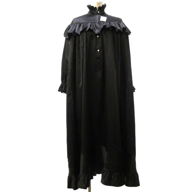 【中古】ライト WRYHT タグ付き 23SS VICTORIAN EMBROIDERED NIGHT DRESS シャツワンピース ピンタック 黒 2 約M