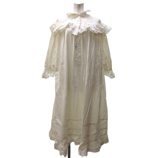 【中古】未使用品 ライト WRYHT タグ付き 24SS シャツワンピース ロング 刺繍 オールドジョー取扱い 白 1 約S