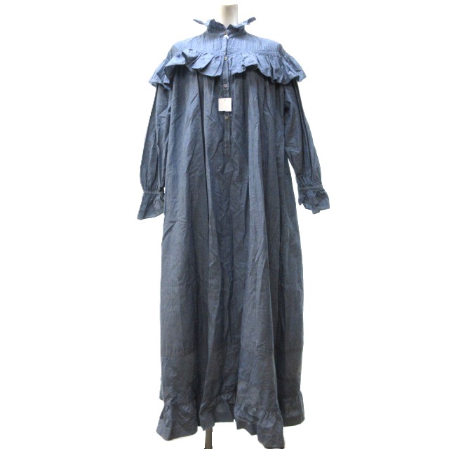 【中古】未使用品 ライト WRYHT タグ付き 24SS シャツワンピース ロング フリル ピンタック 長袖 黒 2 約M 中古】ライト WRYHT タグ付き 24SS シャツワンピース ロング フリル