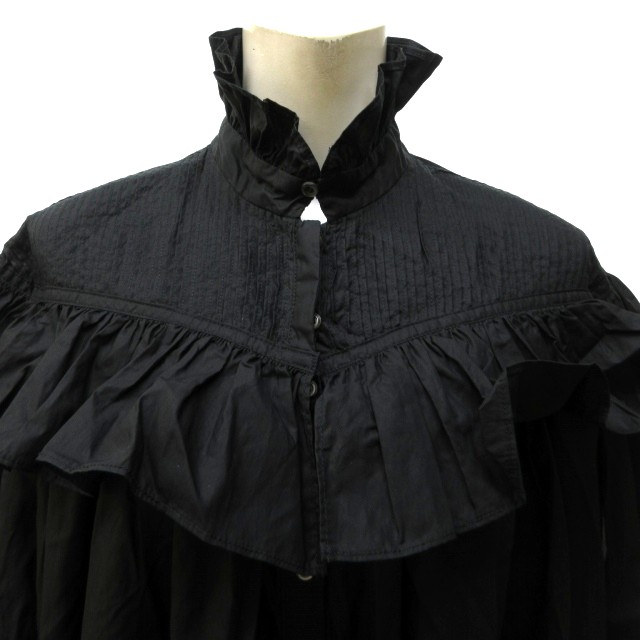 【中古】未使用品 ライト WRYHT タグ付き 24SS シャツワンピース ロング フリル ピンタック 長袖 黒 2 約M_5