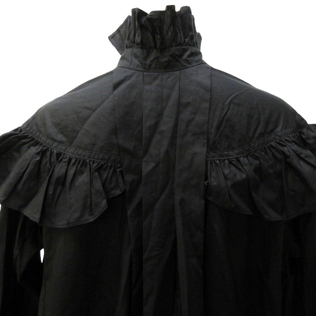 【中古】未使用品 ライト WRYHT タグ付き 24SS シャツワンピース ロング フリル ピンタック 長袖 黒 2 約M_6