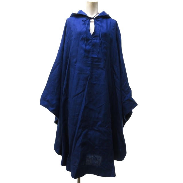 【中古】未使用品 ライト WRYHT 24SS SAHARA HOODED MANTLE ジャケット ポンチョ ロング フード 青 2 約M
