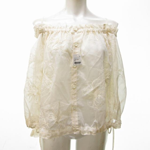 【中古】未使用品 ライト WRYHT タグ付 24SS シアー シャツ ブラウス オフショルダー 刺繍 オールドジョー取扱い