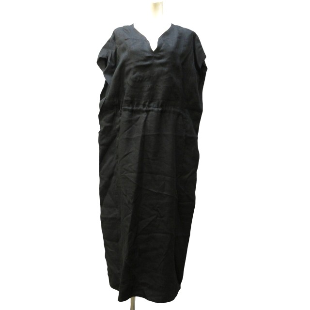 【中古】未使用品 ライト WRYHT タグ付 24SS ワンピース チュニック ノースリーブ ドローストリング 黒 2 約M