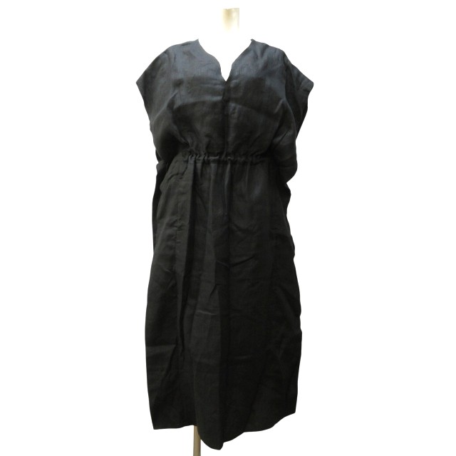 【中古】未使用品 ライト WRYHT タグ付き 24SS ワンピース ポンチョ ノースリーブ ドローストリング 黒 2 約M