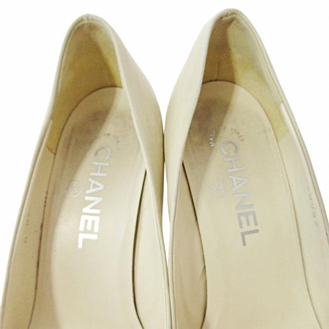 【中古】シャネル CHANEL ココマーク ラメ パンプス ハイヒール インヒール レザー 36.5 23.5cm ベージュ 0717