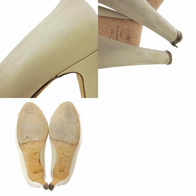 【中古】シャネル CHANEL ココマーク ラメ パンプス ハイヒール インヒール レザー 36.5 23.5cm ベージュ 0717