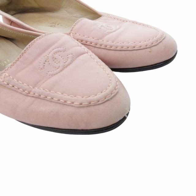 【中古】シャネル CHANEL ローファー シューズ ココマーク レザー 35 22.0cm ピンク 0805 IBO55 レディース