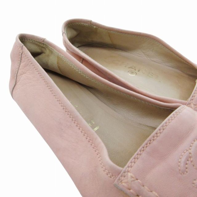 【中古】シャネル CHANEL ローファー シューズ ココマーク レザー 35 22.0cm ピンク 0805 IBO55 レディース