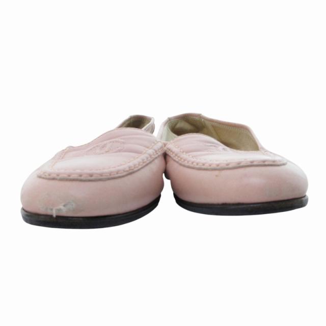 【中古】シャネル CHANEL ローファー シューズ ココマーク レザー 35 22.0cm ピンク 0805 IBO55 レディース