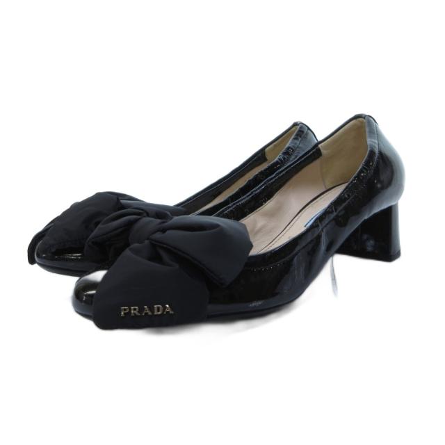 PRADA ブラック パンプス 36 PRADA ブラック ハイヒール 36.5 プラダ PRADA ハイヒール エナメル