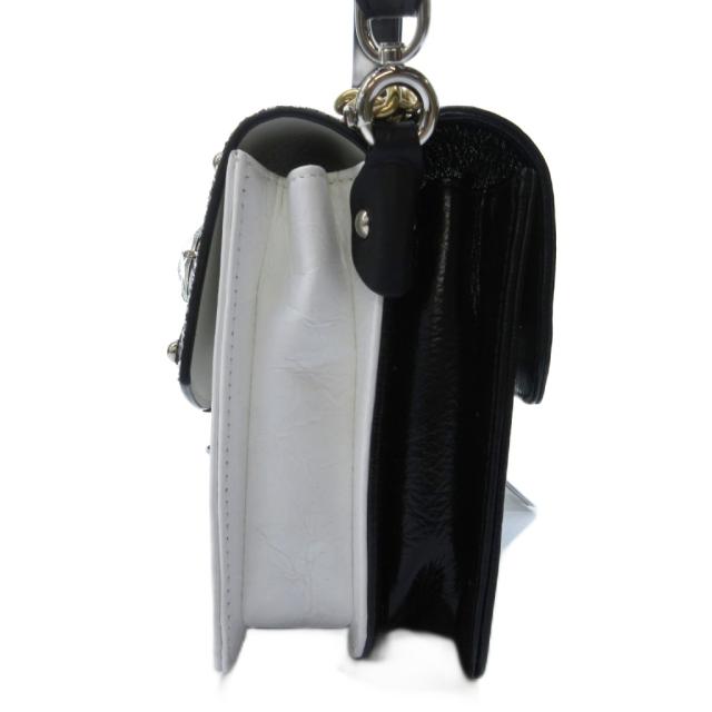【中古】未使用品 メゾンマルジェラ 22 タグ付き NEW LOCK SQUARE ショルダーバッグ 2WAY グリッター 白 黒 中古】未使用品 メゾンマルジェラ 22 タグ付き NEW LOCK SQUARE