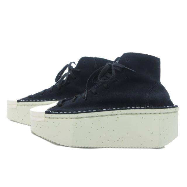 【中古】ワイスリー Y-3 美品 KYASU HI スニーカー シューズ 厚底 ハイカット ブラック ホワイト 23.5cm IF0750